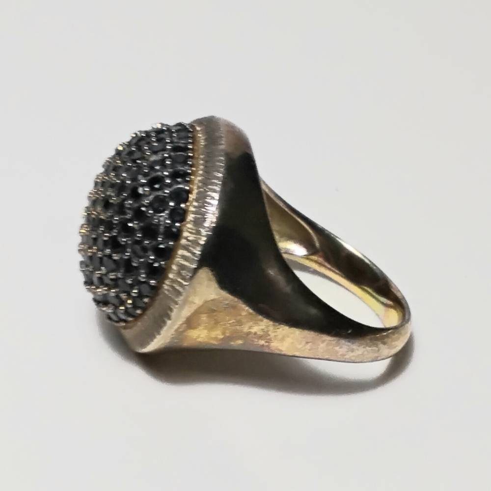 925 Bronze Milor Italy Black Spinel Ring Sz 10 - Picture 2 of 8